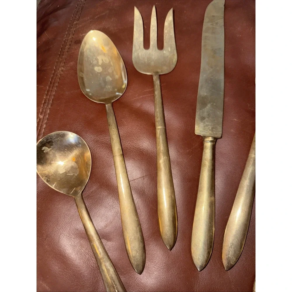 Vintage Brass 8 Piece Serving Set flatware
